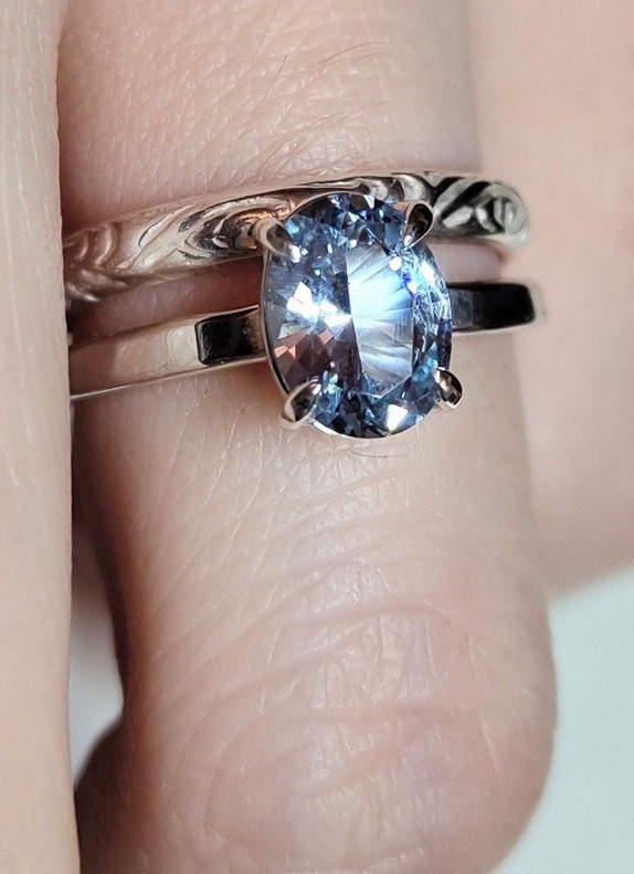 Sølvring med himmelblå Cubic Zirconia - Bilde 4