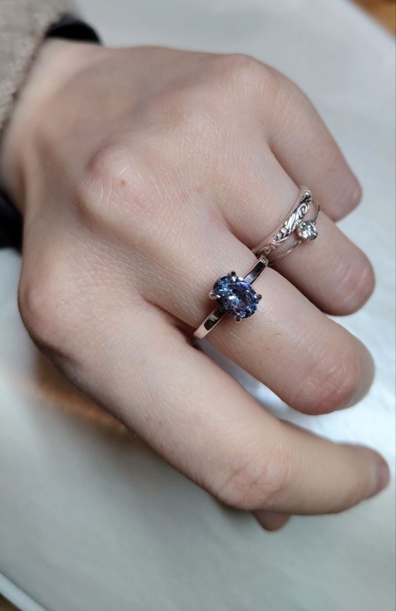 Sølvring med himmelblå Cubic Zirconia - Bilde 5