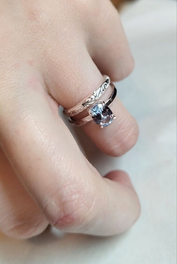 Sølvring med himmelblå Cubic Zirconia