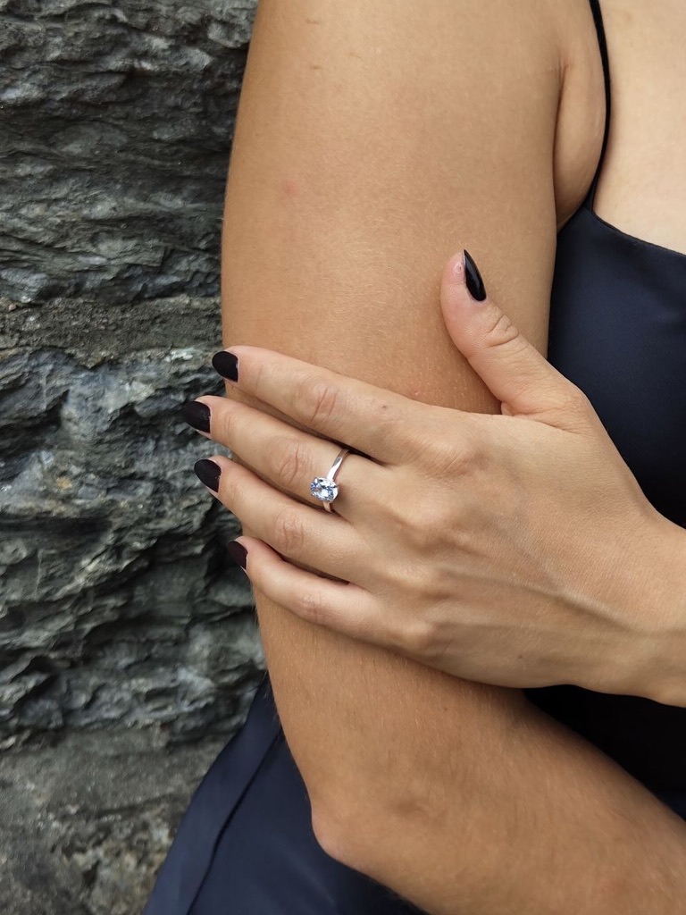 Sølvring med himmelblå Cubic Zirconia - Bilde 8