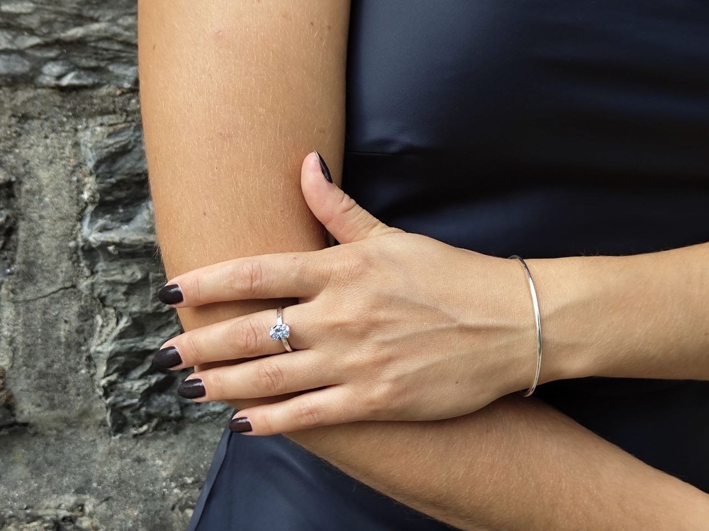 Sølvring med himmelblå Cubic Zirconia - Bilde 10